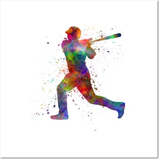 Baseball player in watercolor Posters and Art